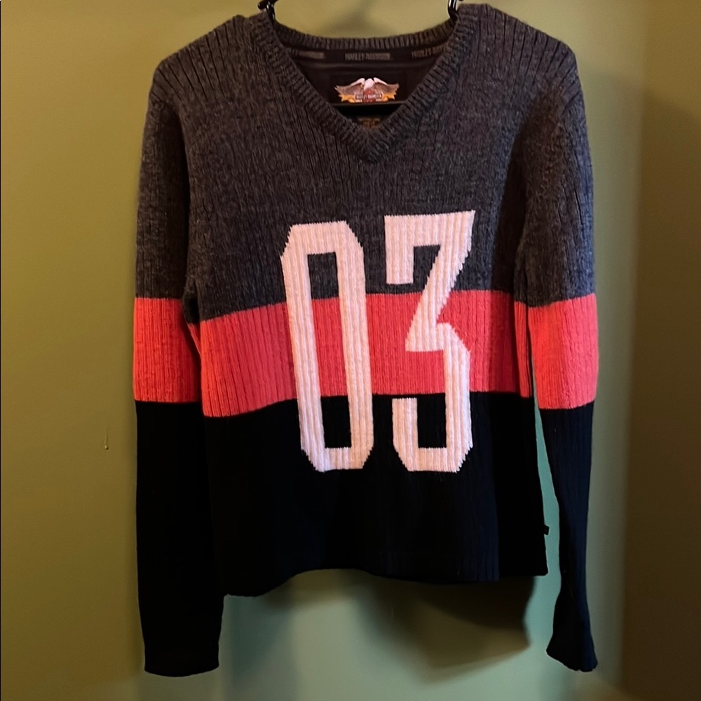 100th Anniversary Harley Davidson  wool V-Neck sweater